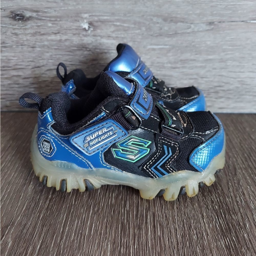 Skechers Super Hot-Lights Magic Lites Sneaker Blue Black Sz 6